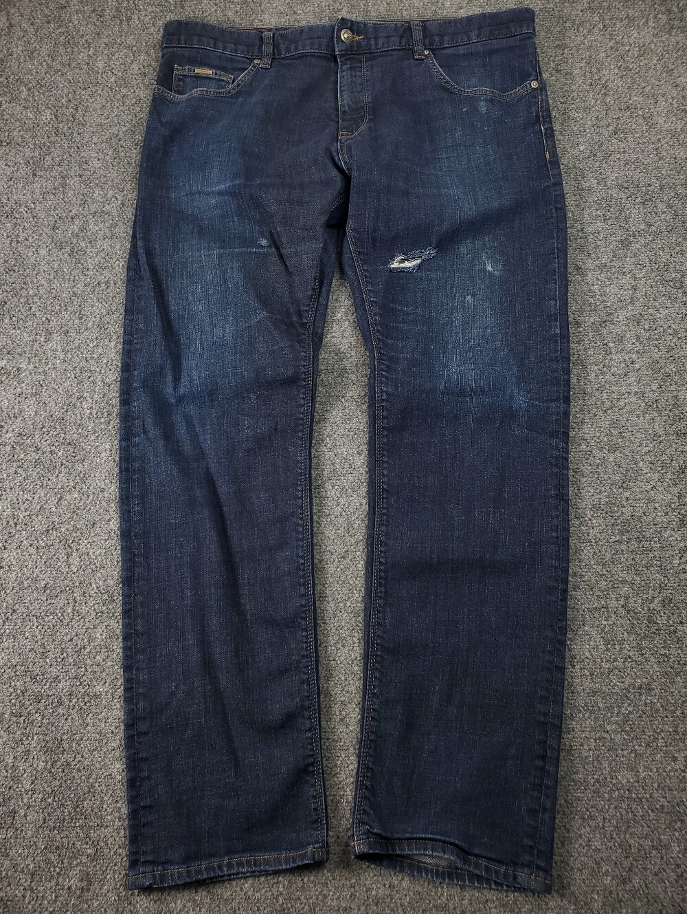 Hugo Boss Maine Jeans Mens 38x32 Straight Leg Stretch Dark Wash Blue Denim
